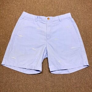 Vineyard Vines Mens 35 Blue Embroidered Fish Breaker Shorts Cotton Nautical 9185